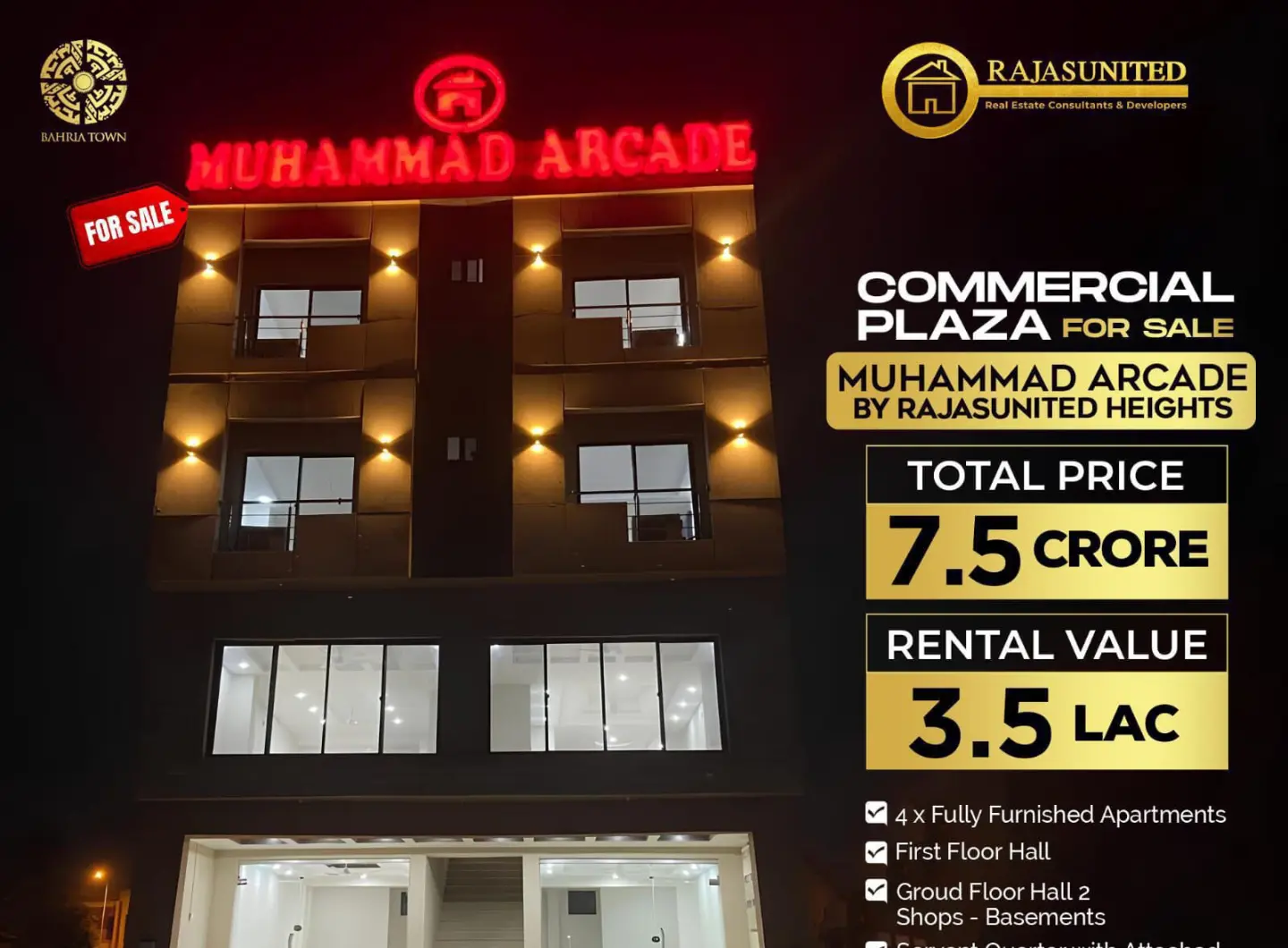 Modern living room in Muhammad Arcade, Hub Commercial Bahria Town Rawalpindi
